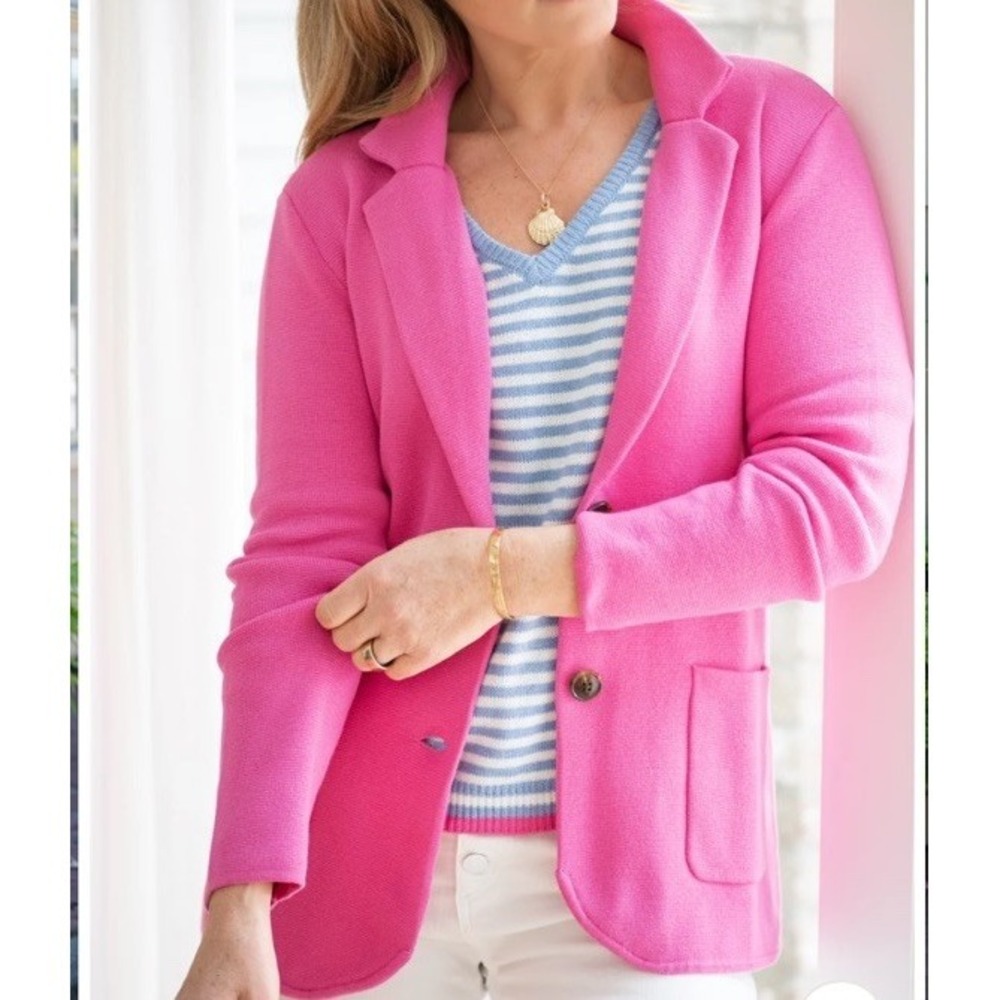 Burgess Milly Knit Blazer Fuchsia 2 Button Sz XS Orig $275